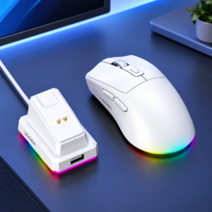 Leaven X3 – Tri-Mode Wireless Gaming Mouse with RGB Magnetic Charging Dock