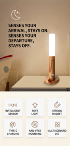 Imitation Wood Grain Rechargeable Magnetic Wall Lamp view 2