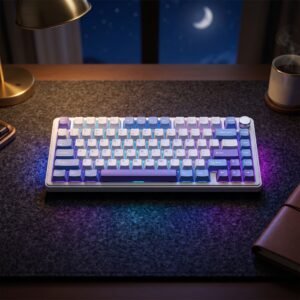 Xinmeng M75 Tri-Mode Wireless Gasket RGB Mechanical Keyboard on desk - view 6